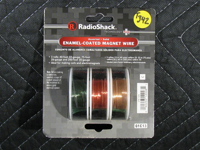 Radio Shack 278-1345 Enamel Coated Magnet Wire - 3 Spools: 22, 26, 30 AWG