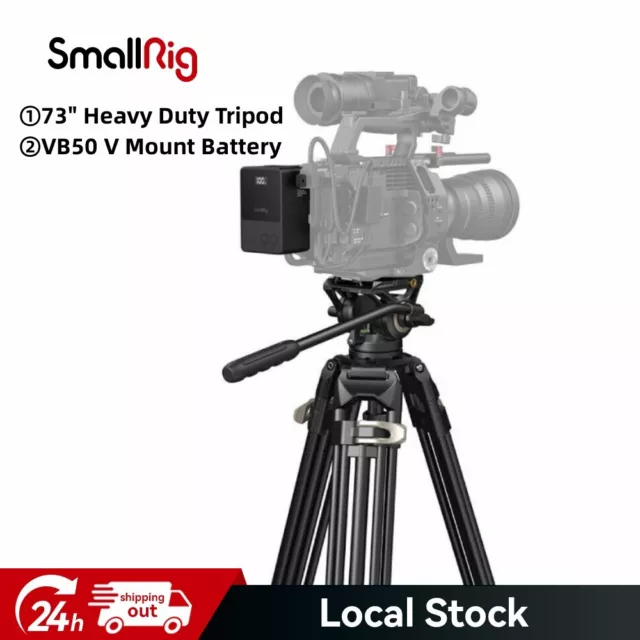 SmallRig 73" Heavy Duty Fluid Head Tripod+50Wh VB50 mini V Mount Battery UK