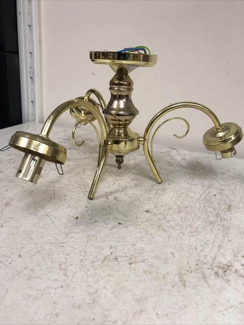 Old Victorian Style Vintage Brass 3 Chandelier Light Candelabra Hanging Fixture