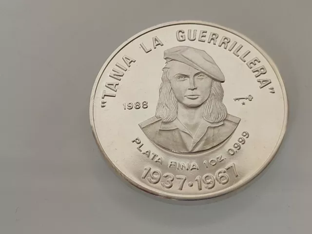 Moneda 10 Pesos  1 Onza 1988  Plata 999 Tania La Guerrillera. América Central