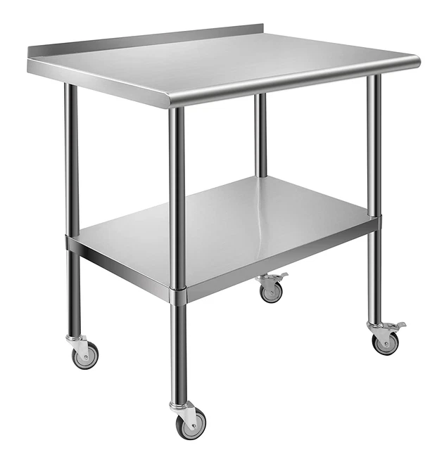 Commercial Stainless Steel Table with Caster Wheels 36X24In Kitchen Worktables w