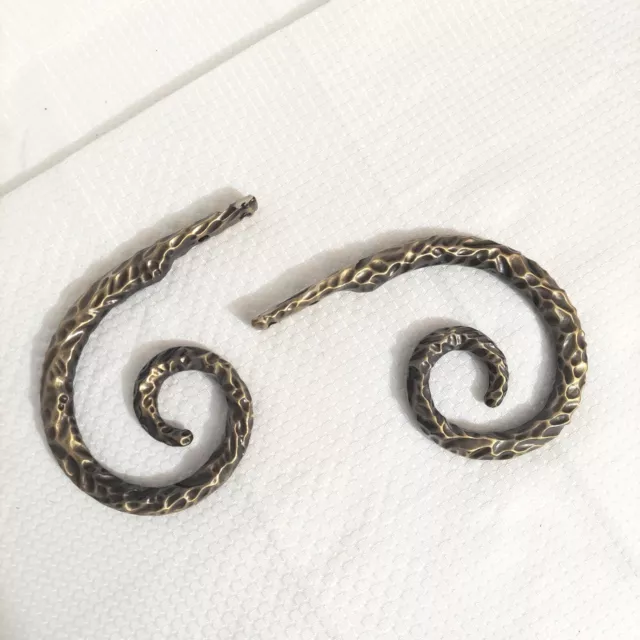 Vtg Brass Swirl Curtain Holders Textured Curly Q Pair Drapes