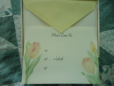 NEW Box of  10 Crane Pink & Yellow Tulip  5X7 Invitation Cards & Envelopes
