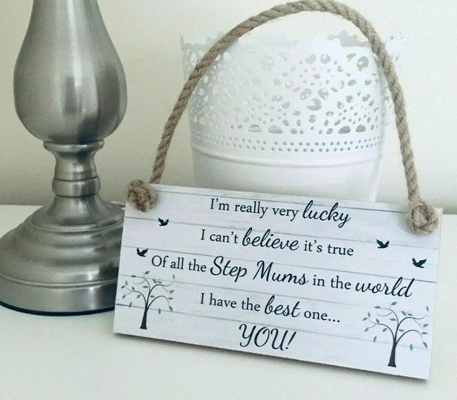Personalisierte Geschenkplakette Jeder Text Schritt Mutter Nanja Oma Stiefmutter Kindermädchen Schild