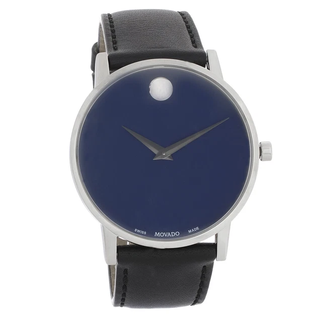 Orologio Movado Museum Classic Series da uomo quadrante blu quarzo svizzero 0607270