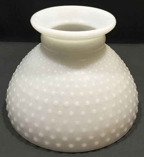 Vintage Milk Glass Hobnail Lamp Shade~GWTW~Student~Hurricane~Oil~7 3/4” Fitter