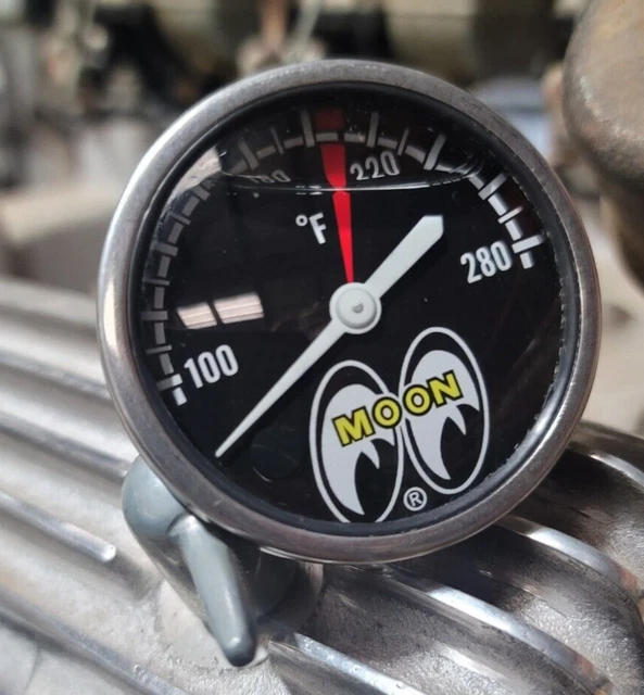 MOONeyes LARGE Direct fit TEMPERATURE GAUGE Liquid Fill DRAG RACING Hot Rod MOON