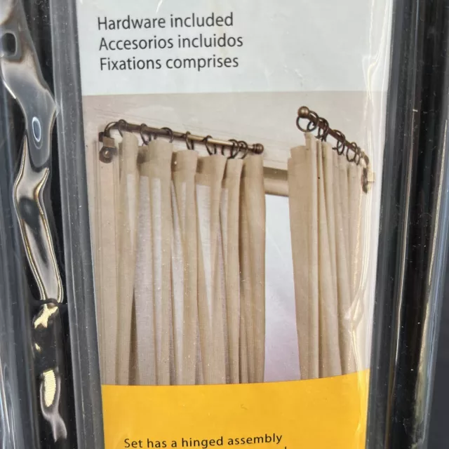 Umbra Window Curtain Drapery Rod Set Adjustable Swing Arm 20-36”Hardware Black