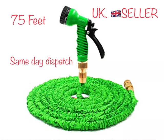 Brand new 75ft heavy duty metal fitting tangle free Magic hose with spray gun