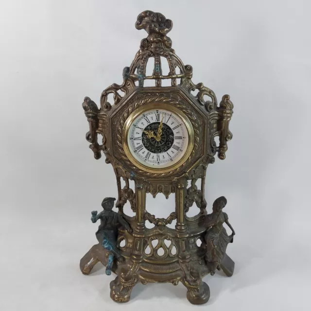 Brass Mantel Clock Baroque Style West German Mercedes Mechanical Hand Wind