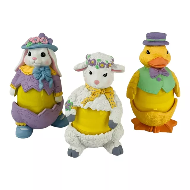 Vintage Avon Egg Pals Easter Egg Holders Figurines Bunny Lamb Duck Lot of 3