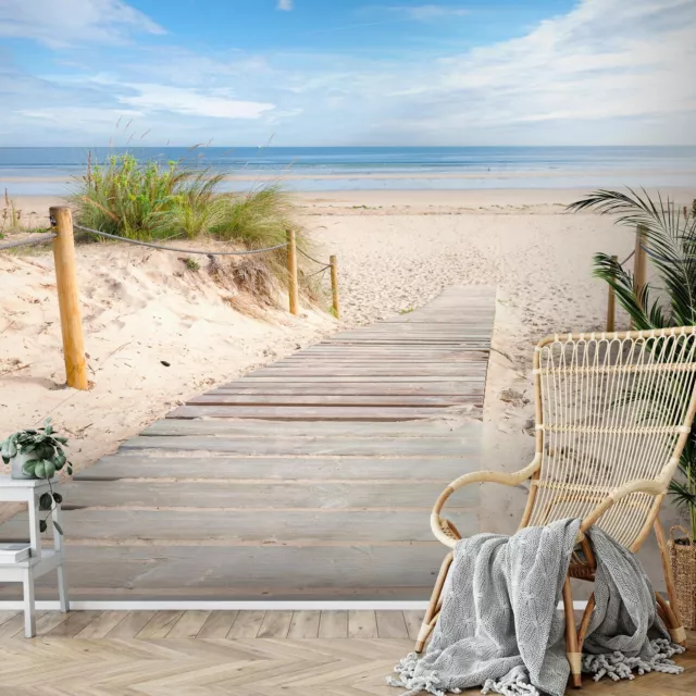 Fototapete Strand und Meer Wohnzimmer Schlafzimmer Beige Blau Vlies Tapete 9007b