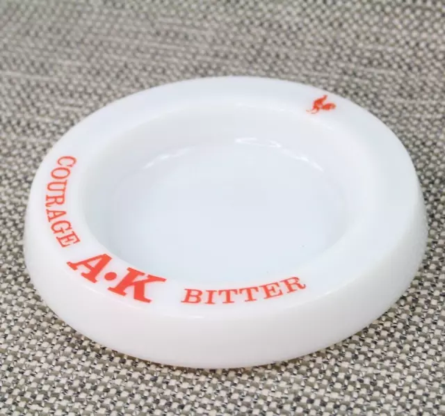 Vintage Courage A K Bitter Beer Ashtray Milk Glass