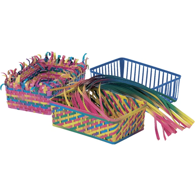 Cesta de tejido de plástico Roylco con 150 tiras de tejido, 6 1/2 x 4-1/2 x 2-1/4 pulgadas,