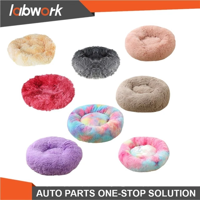 Labwork Donut Plush Pet Dog Cat Bed Fluffy Soft Warm Calming Bed Kennel Nest