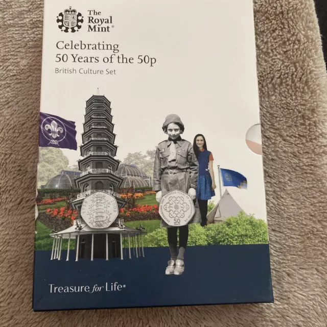 The Royal Mint. Celebrating 50 Years Of The 50p British Culture Set BUNC Kew 50p