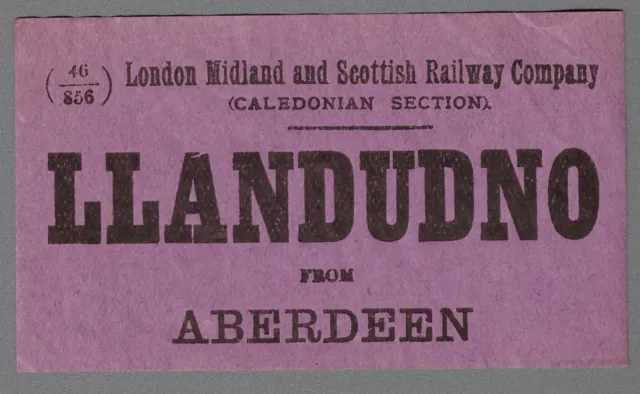 LONDON MIDLAND & SCOTTISH RAILWAY LUGGAGE LABEL-LLANDUDNO from Aberdeen (Caley)