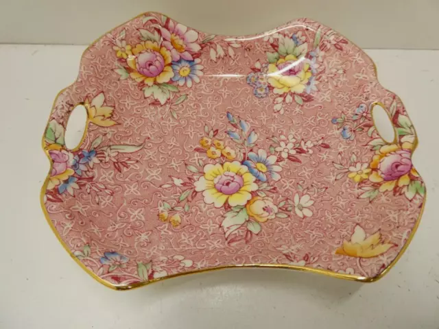 Royal Winton Grimwades Art Deco Pink Chintz Floral All Over Dish Plate Bowl