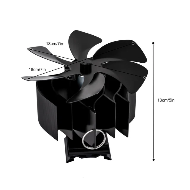 6 BLADES HOME Flue Pipe Stove Fan Fireplace Wood Burning Heat Powered