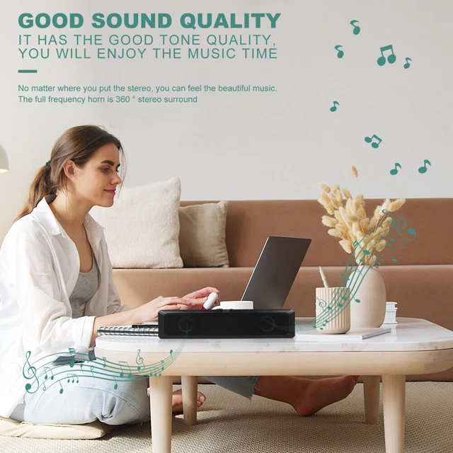 PORTABLE SOUND BAR Wireless Computer Speakers Surround Sound System Pc