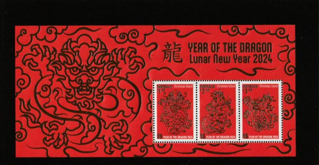 Christmas Island 2024 : Lunar new Year of the DRAGON, Minisheet. MNH