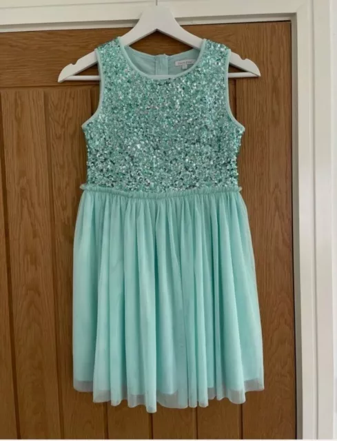 girls Bluezoo beautiful, mint coloured sparkle party dress. Excellent condition 