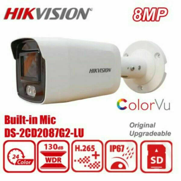 thumbnail image 2 of Hikvision DS-2CD2087G2-LU 8MP ColorVu AcuSense IP Bullet Camera – PoE, MIC, IP67, 24/7 Color, Smart Home 2 of 3