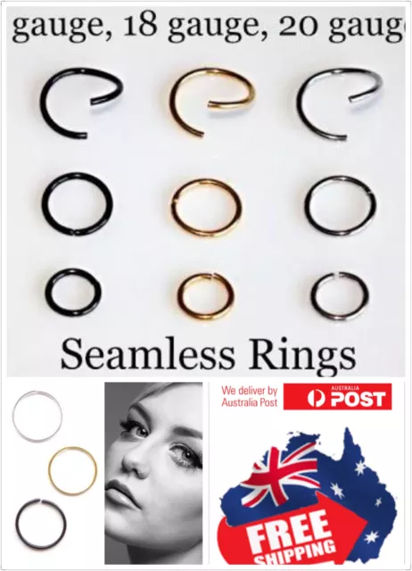 New 316L Steel Seamless Hoop Ring 22g 20g 18g 16g Nose Ear Lip Body Piercing 1pc