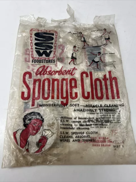 VINTAGE ADVERTISEMENT SSW SUPERMARKET SPONGE CLOTH HOUSEWIFE CLEANING HOME 1960s