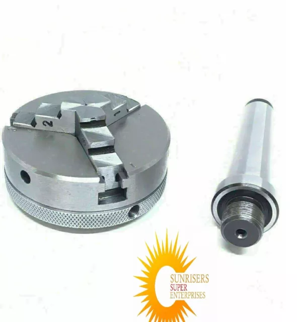 3 Jaw 2-1/2" 65mm Self Centering Mini Lathe Chuck & MT Drawbar - M10 x 1.50 H.Q.