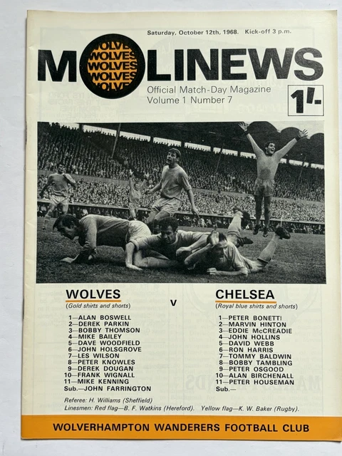 WOLVES WOLVERHAMPTON WANDERERS Football Programme v Chelsea 1968-69 £1. ...