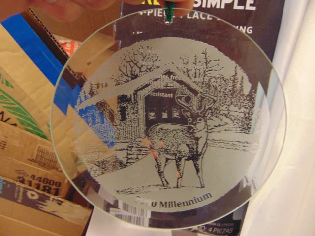 RARE 2000 Millennium Etched White Tail Deer Sun Catcher by Frank Mittlestadt