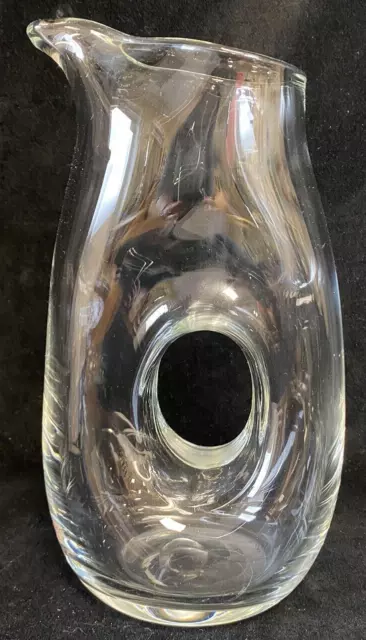 Wine Water Carafe Decanter Donut Shape Crystal Clear Glass