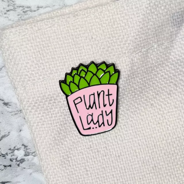 Plant Lady Enamel Pin Badge Brooch Broach Urban Gardener Gift Potted Plant Pins