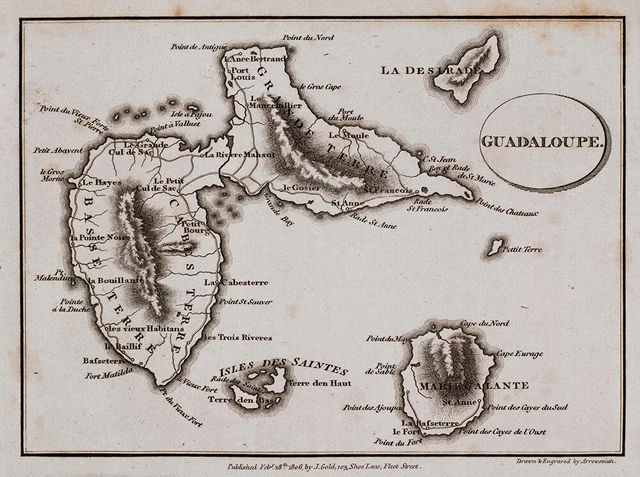 1806 Arrowsmith Map Guadaloupe Marie Galante Isles de Saintes Caribbean W Indies