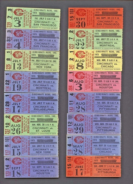 Lot of 105 Cincinnati Reds regular season ticket stubs from 1972-1979