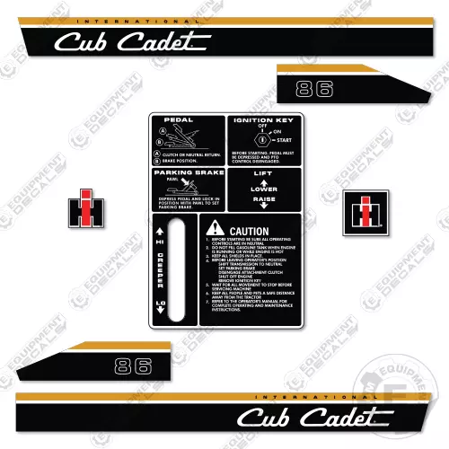 Cub Cadet 86 Decal Kit Riding Mower Tractor - 7 YEAR OUTDOOR 3M VINYL!