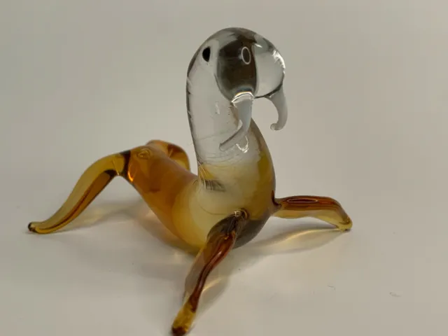 Vintage Blown Glass Murano style WALRUS Art Figurine -  2"H x 2.5"Lx2.5W