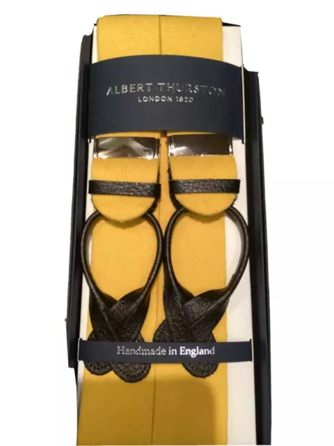 Albert Thurston Gold boxcloth   Braces black leather ends  Silver fittings
