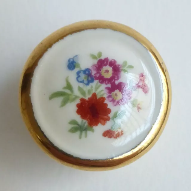 Bouton ancien - Porcelaine - Décor transfert et dorure - 24 mm