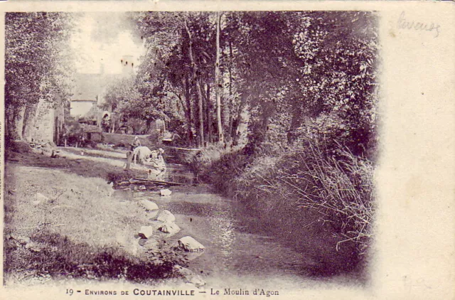 CPA 50 Approx. de Gouville COUTAINVILLE Le Moulin d' AGON washing machines in the washroom 1907
