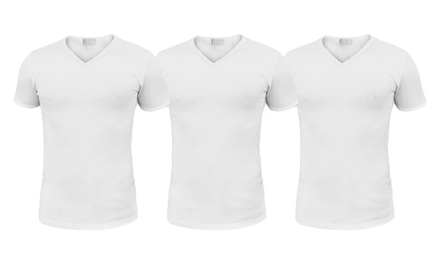 Pack 3 T-Shirt Uomo LIABEL Elasticizzato Scollo V. Vari Colori