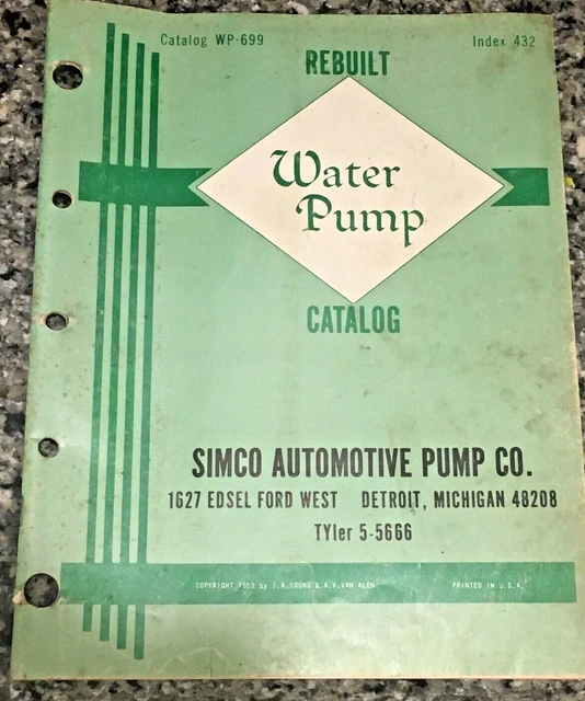 VINTAGE 1969 SIMCO Rebuilt Water Pump Catalog Detroit Cars Tractors