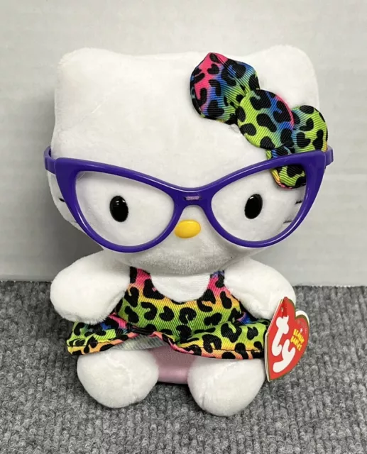 TY Beanie Babies Hello Kitty Rainbow Leopard Dress 6" Plush