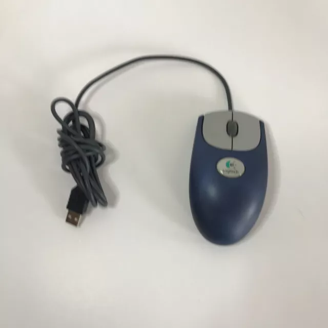 Logitech M-BJ58 USB Wired Premium Optical Scroll Wheel Mouse Blue TESTED WORKS