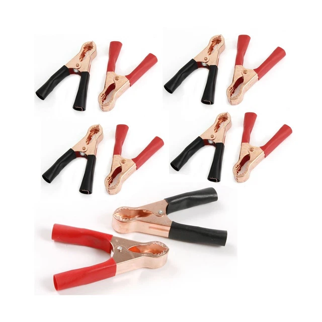 Insulated Alligator Clips Durable Heavy Duty Black & Red Boot Metal Spring Lo...