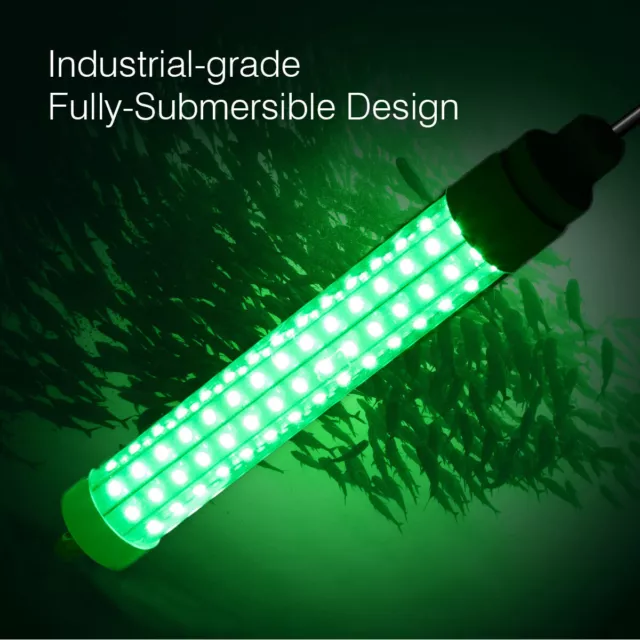 12V Green LED Underwater Submersible Fishing Light Night Crappie Shad Squid Lamp