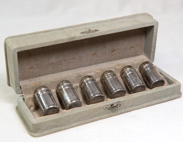 3 Pairs of Vintage STERLING SILVER Salt & Pepper Shakers in Case (KMT)