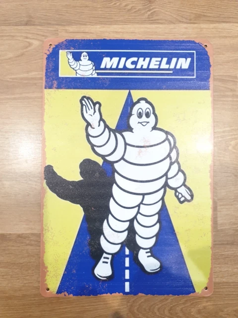 Plaque métal tôle MICHELIN vintage garage métal réédition 20x30 cm Bibendum 8 | eBay