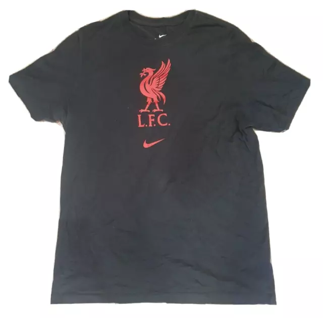 Liverpool FC Nike T-Shirt Black Logo The Nike Tee Men's Size L Large